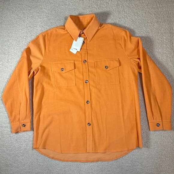 Nanushka Cale Cotton Button Up Orange Corduroy Shacket Shirt Mens Sz 2XL NWT Lux